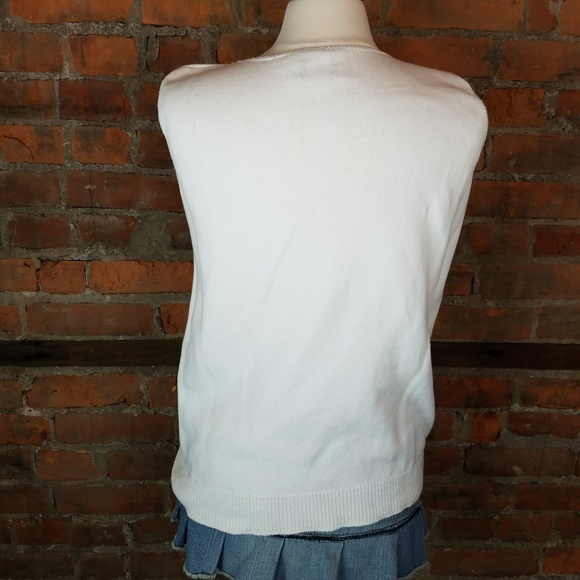 SOLD Vintage Womens Sleeveless Sweater Top White - Picture 4 of 6